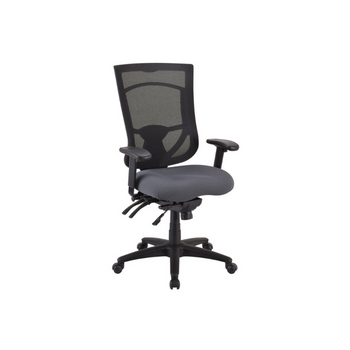 black mesh chair with gray seat